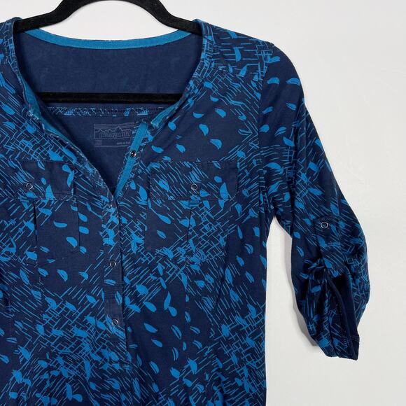 Patagonia XSmall XS Kamala Henley Safari 3/4 Sleeve Dress Blue Casual Athletic - Picture 3 of 12
